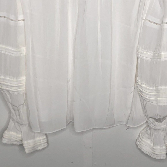 NWT Ramy Brook Womens Finn Blouse Size Small Ladder Lace Trim Long Sleeve V Neck - Picture 8 of 14